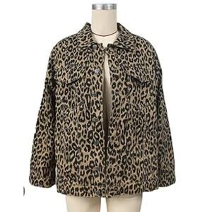 Anna Cai New York Cropped Leopard Print Blazer Jacket Size Small